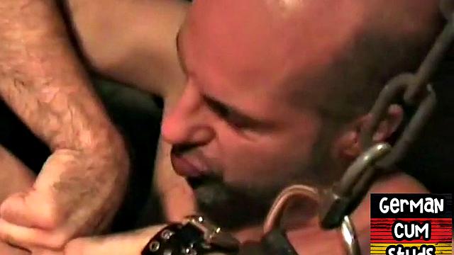 Gangbanged German gay fucked and assfisted in sling