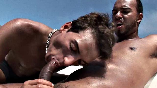 Alan and Bruno are out for an afternoon of boating in the hot Brazilian sun. They pull into a secluded cove and drop anchor. It's the perfect spot to strip out of swimwear and go down on each other's big uncut dicks.