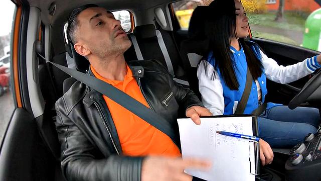 Learning nympho driver riding instructor in cowgirl