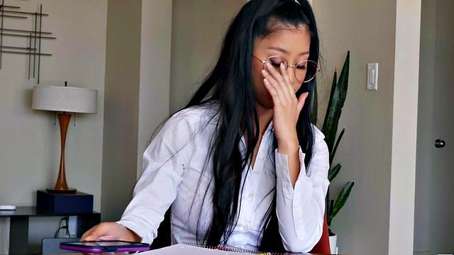 Lez Asian collegegirl tribbing in duo with colored hair GF