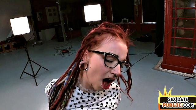 Pulled redhead gets doggystyled