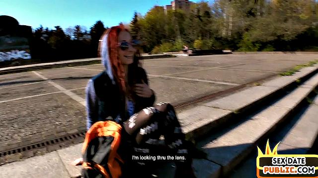 Pulled redhead gets doggystyled