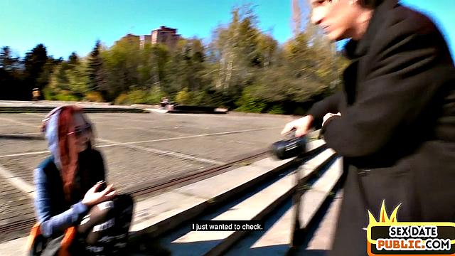 Pulled redhead gets doggystyled