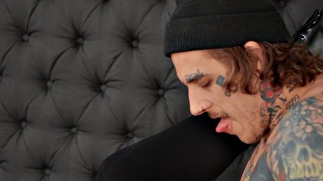 Busty ginger babe barebacked while jerking off