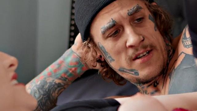 Busty ginger babe barebacked while jerking off