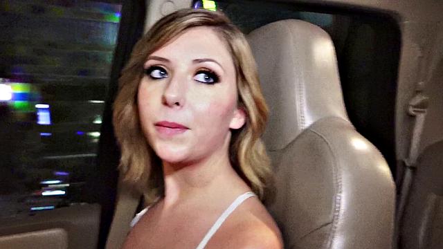 Tattooed teen gets her bald pussy drilled from behind in wild car sex