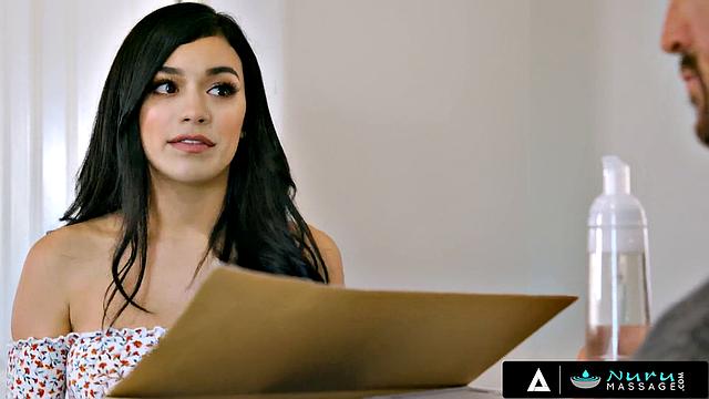 NURU MASSAGE - Cute 18yo Savannah Sixx Fucks With Her Stepdad During His First NURU SCENE