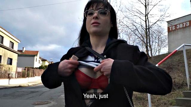 Sexy perverted babe fucked hardcore in POV at a public place