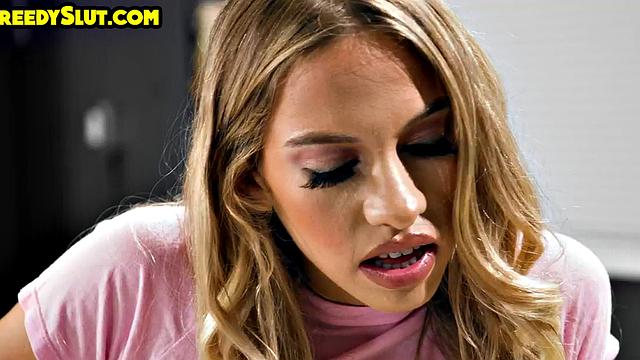 Greedy college babe banged by teacher in class