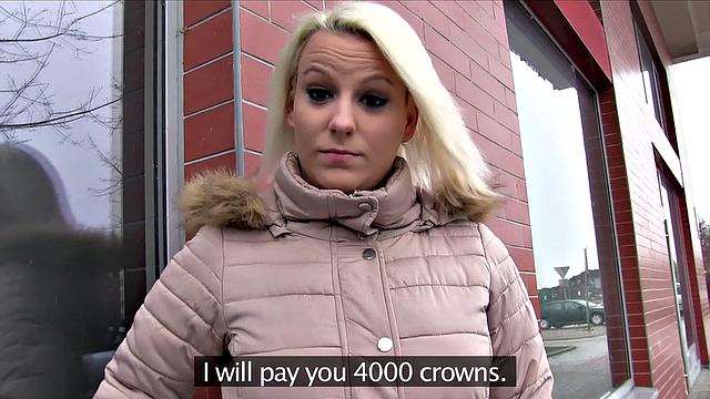 Blonde with huge tits gets bent over and pounded in the balcony