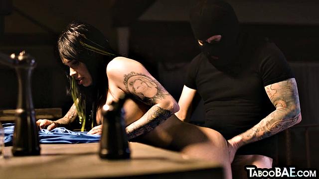 Big-titted inked babe gets doggystyled