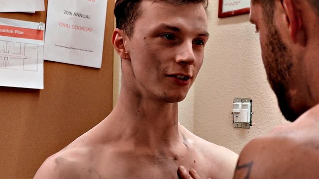 Lockerroom jock checks ass health after medical check