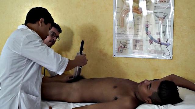 Dirty Asian fucked by nurse in asshole in missionary position