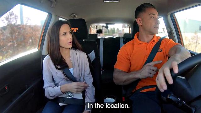 Nasty instructor nails a hot amateur in public while she moans in pleasure