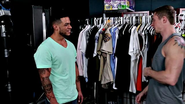 Hunky Latino stuffed by inked amateur stud after bj