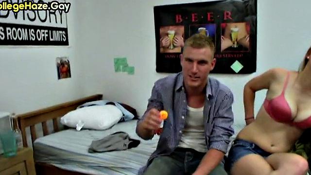 Real guy fucked in dormitory for fraternity entrance