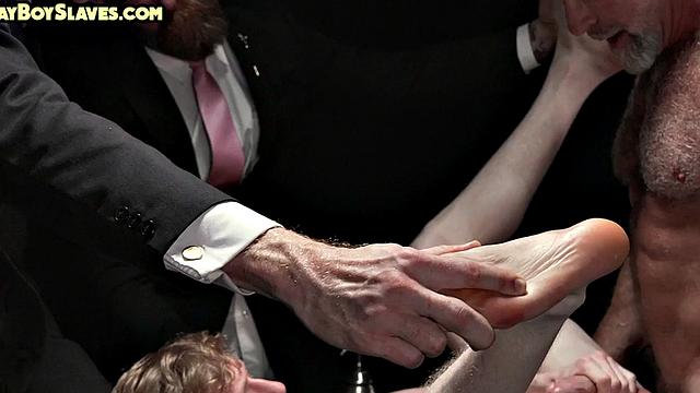 Submissive rimmed and fucked by DILF in voyeur anal