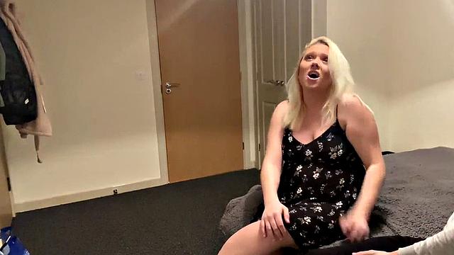 CFNM blonde GF desperately wants deepthroating BFs cock