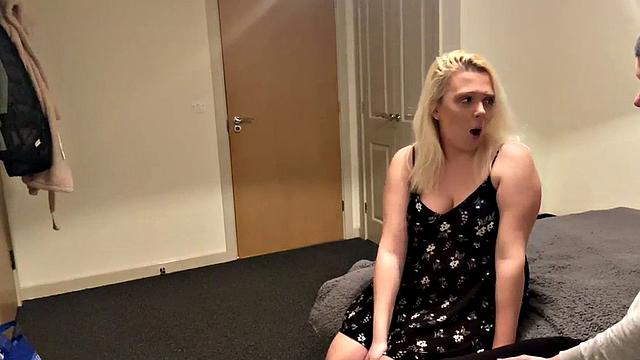 CFNM blonde GF desperately wants deepthroating BFs cock