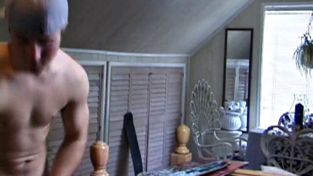 Alone with the camera, Cory Woodall stands mostly out of frame for a few minutes, which turns out to be kind of hot because you see just enough of his left arm and shoulder to know that e's working up his stiff one.