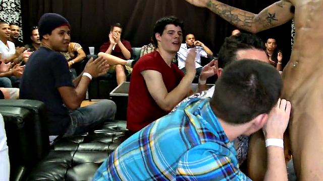 Greedy party amateurs caught sucking cocks