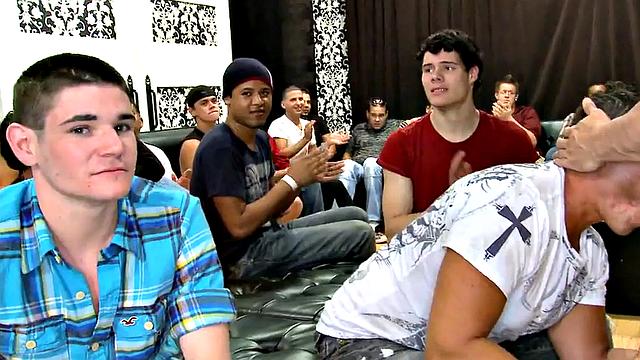 Greedy party amateurs caught sucking cocks