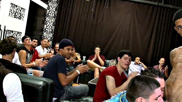 Greedy party amateurs caught sucking cocks