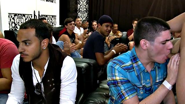 Greedy party amateurs caught sucking cocks
