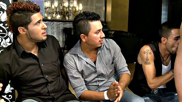 Greedy party amateurs caught sucking cocks