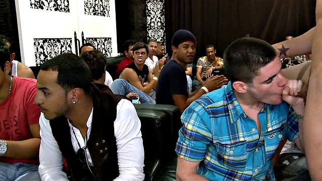 Greedy party amateurs caught sucking cocks