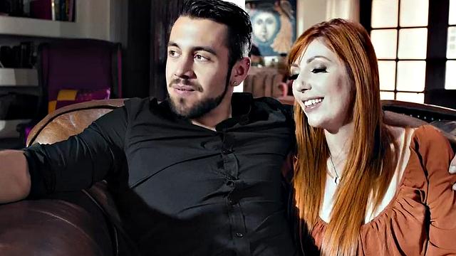 Racy TS gets fucked in 3some with busty redhead MILFY