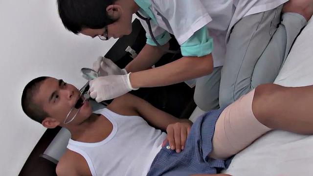 Homemade Asian twink fucks doctor's ass during visit