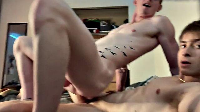 Barebacked stud fucked in anal hole from behind by dick