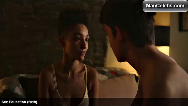 Asa Butterfield with hairless abs