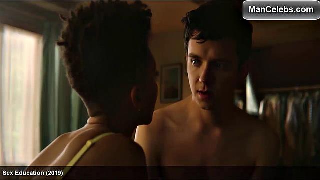 Asa Butterfield with hairless abs