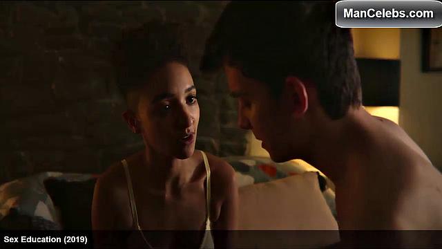 Asa Butterfield with hairless abs