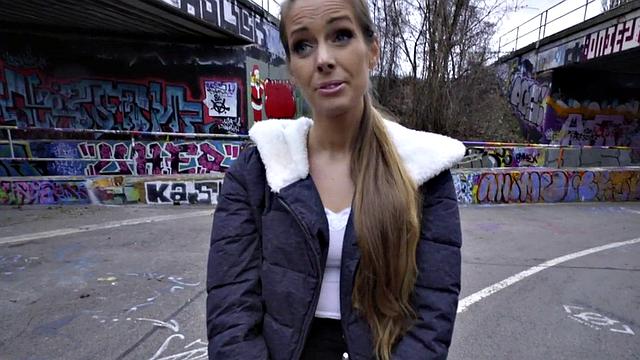 Public pick-up ends in wild outdoor sex for blonde amateur with brown hair