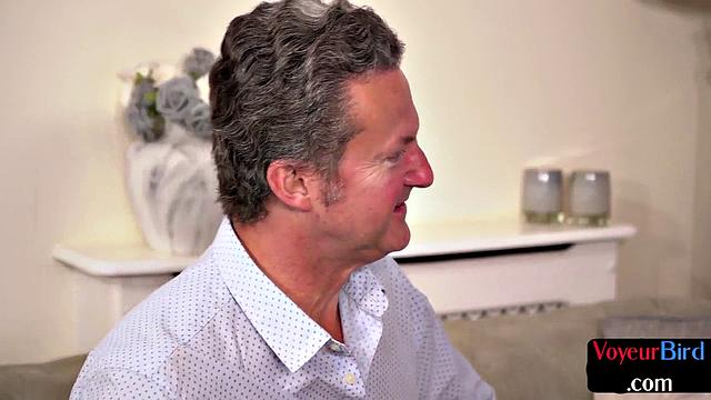 Naughty voyeur watches guy jerking