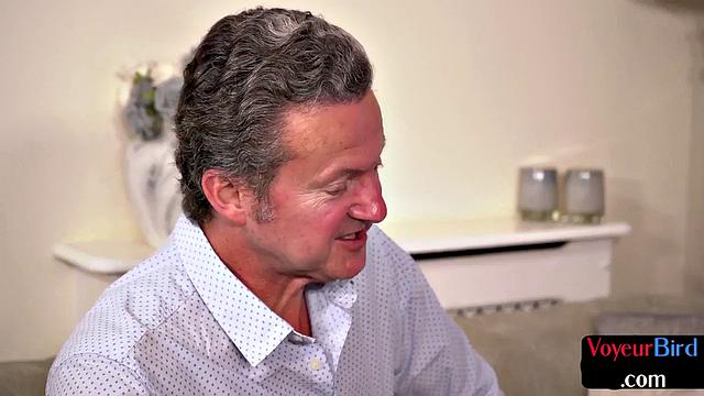 Naughty voyeur watches guy jerking