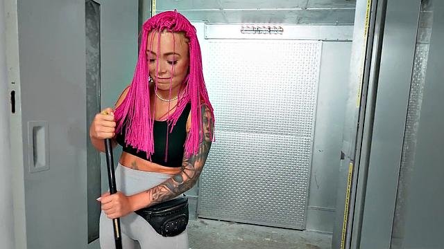 Watch this tattooed maid get her pink pussy drilled by big-tit white boys in POV in missionary