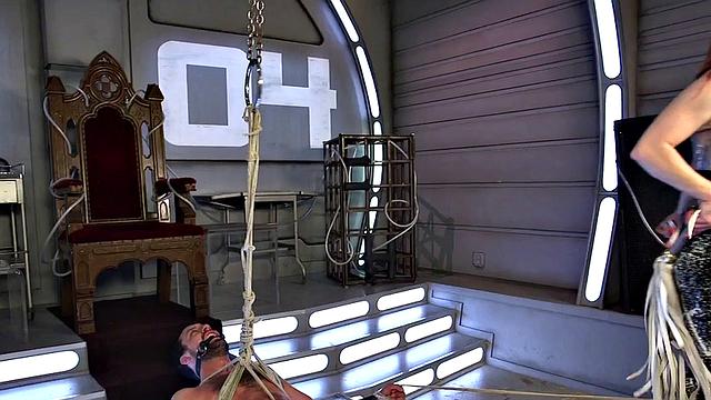 Lingerie domme spanking subject while bound