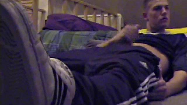 Lance pops in a porn video and pulls out his hard cock. He starts a long stroke show, getting himself close to cumming several times. Once past the point of no return, he pumps out a warm cum load onto his tummy.