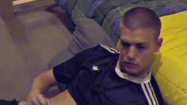Lance pops in a porn video and pulls out his hard cock. He starts a long stroke show, getting himself close to cumming several times. Once past the point of no return, he pumps out a warm cum load onto his tummy.