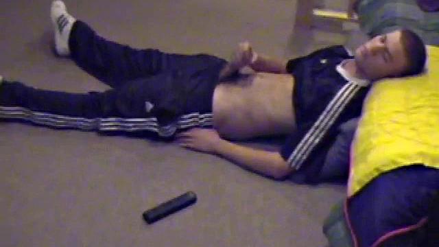 Lance pops in a porn video and pulls out his hard cock. He starts a long stroke show, getting himself close to cumming several times. Once past the point of no return, he pumps out a warm cum load onto his tummy.