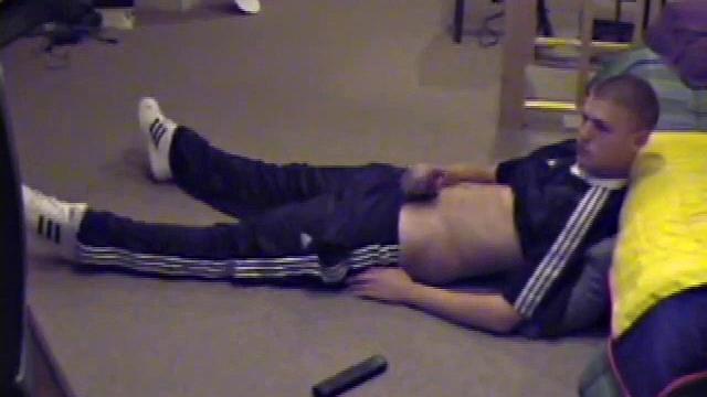 Lance pops in a porn video and pulls out his hard cock. He starts a long stroke show, getting himself close to cumming several times. Once past the point of no return, he pumps out a warm cum load onto his tummy.