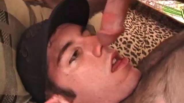 After Tag returns from skateboarding, he decides to jack off. This self-sucking skater boy bends over and licks the head of his cock to get a taste of his pre-cum. Then, after stroking with determination, Tag busts a warm cum load onto his face.