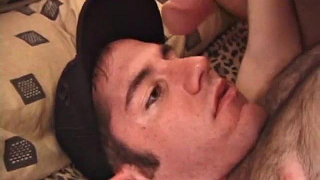 After Tag returns from skateboarding, he decides to jack off. This self-sucking skater boy bends over and licks the head of his cock to get a taste of his pre-cum. Then, after stroking with determination, Tag busts a warm cum load onto his face.