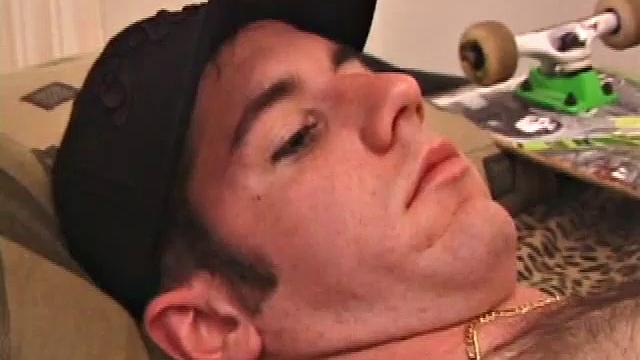 After Tag returns from skateboarding, he decides to jack off. This self-sucking skater boy bends over and licks the head of his cock to get a taste of his pre-cum. Then, after stroking with determination, Tag busts a warm cum load onto his face.