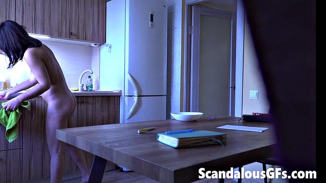 My girlfriend flaunting her titties and sexy petite trim