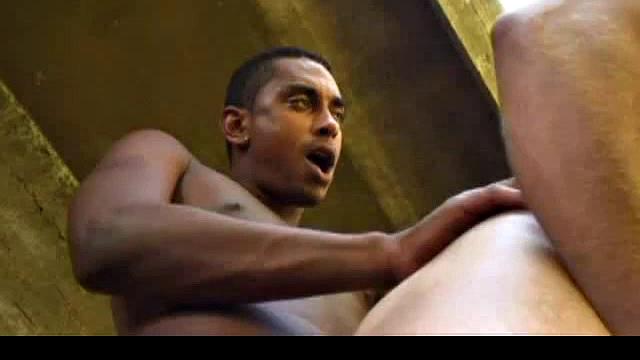 Once the cocks are out and rock hard, Pene offers his ass to Gustavo. Gustavo teases it by rubbing his bare head right over the pucker, and then slides in slow and steady. Pene rides Gustavo's cock until he finally strokes off.